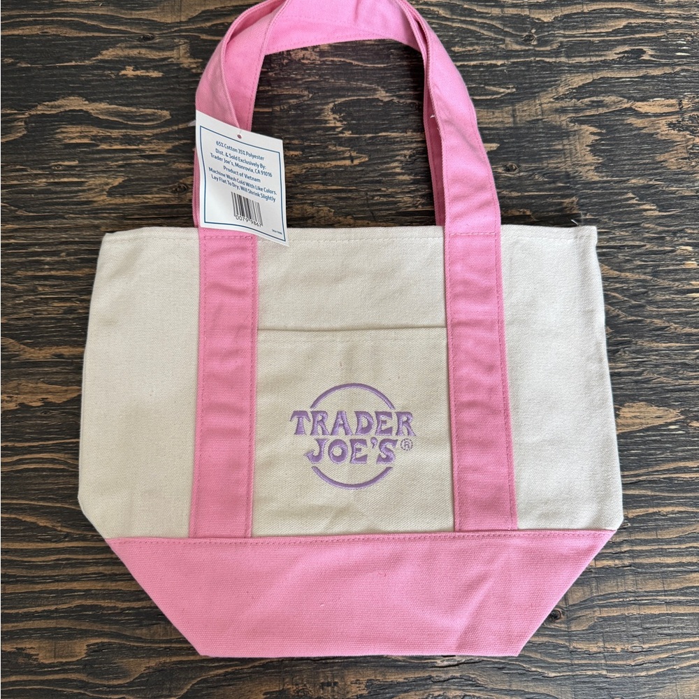 Pink and Cream trader joe’s tote bag